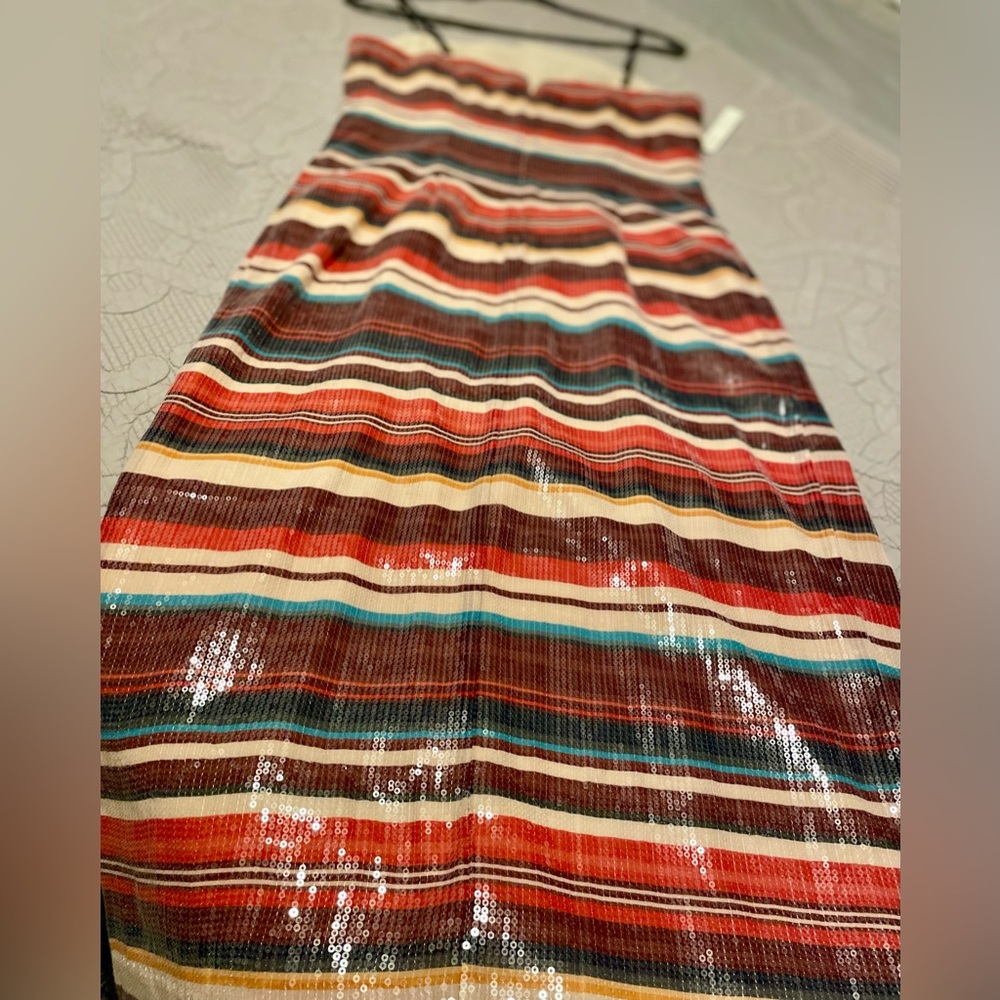Hutch Multicolor Striped Sequin Midi Skirt